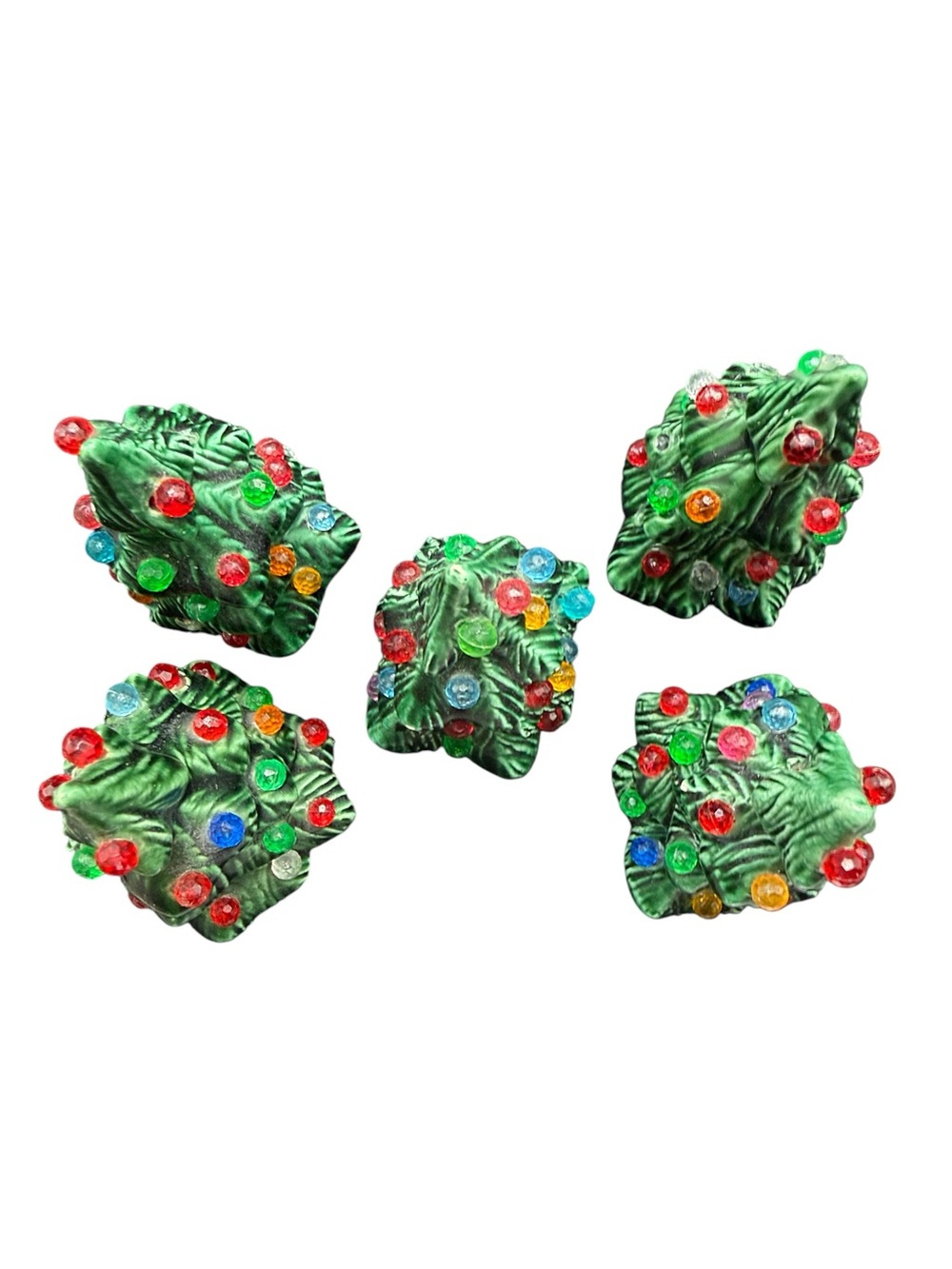 Ceramic Christmas Tree Miniature Multicolor Lights Holiday Decor Set of 5 - Picture 5 of 9
